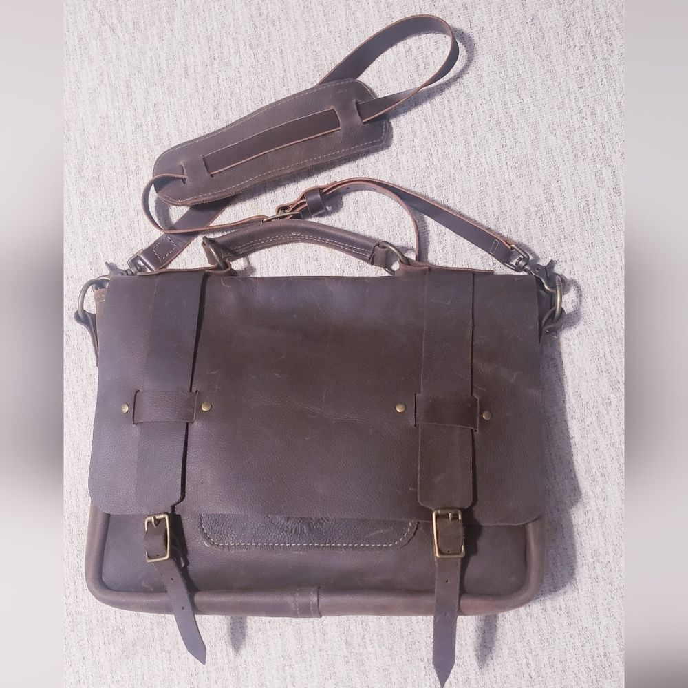 Handmade leather messenger bag